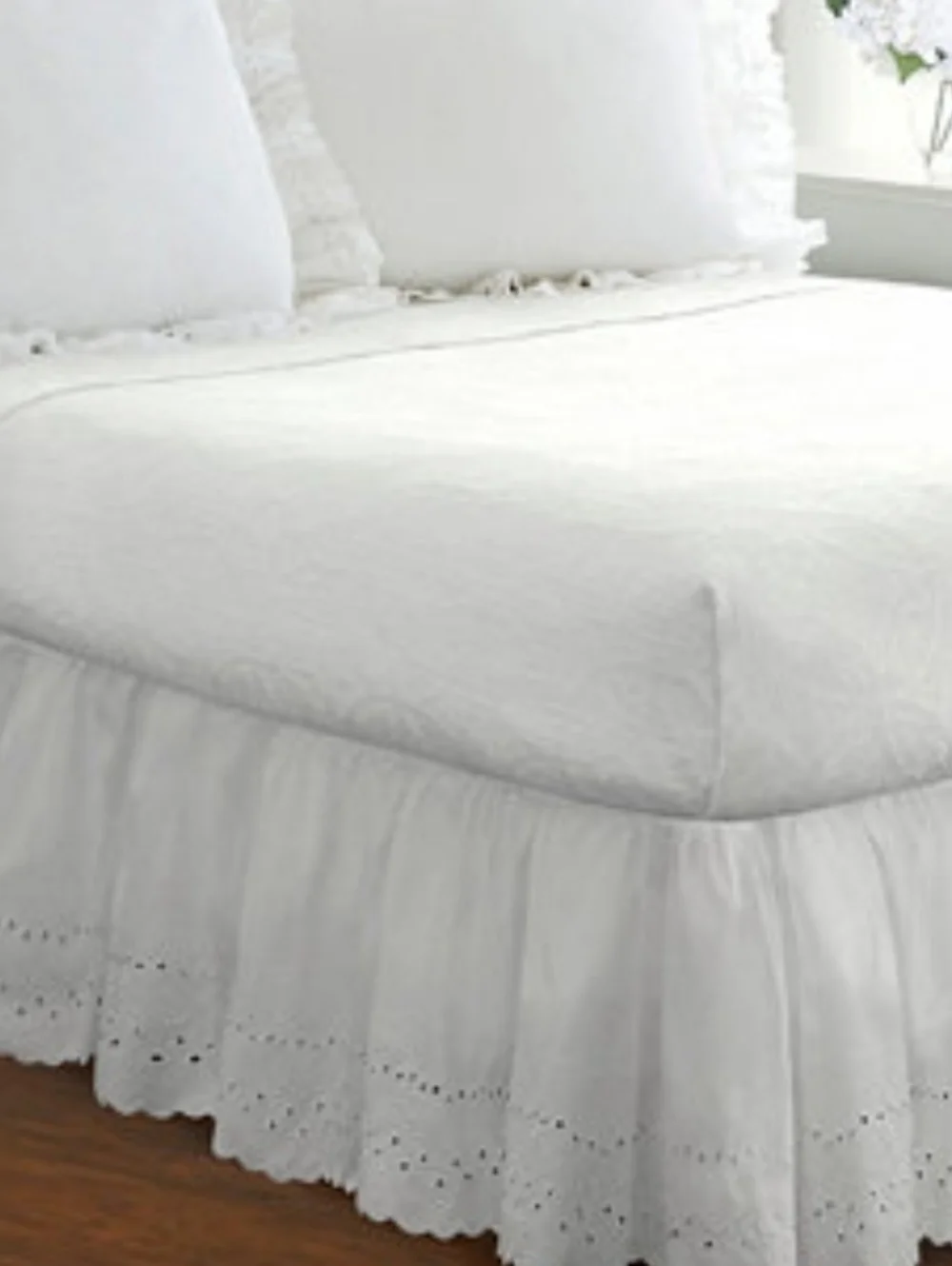 King White Cotton Ruffled Bed Skirt - Classic Home Bedding
